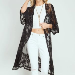 She and Sky black lace duster kimono